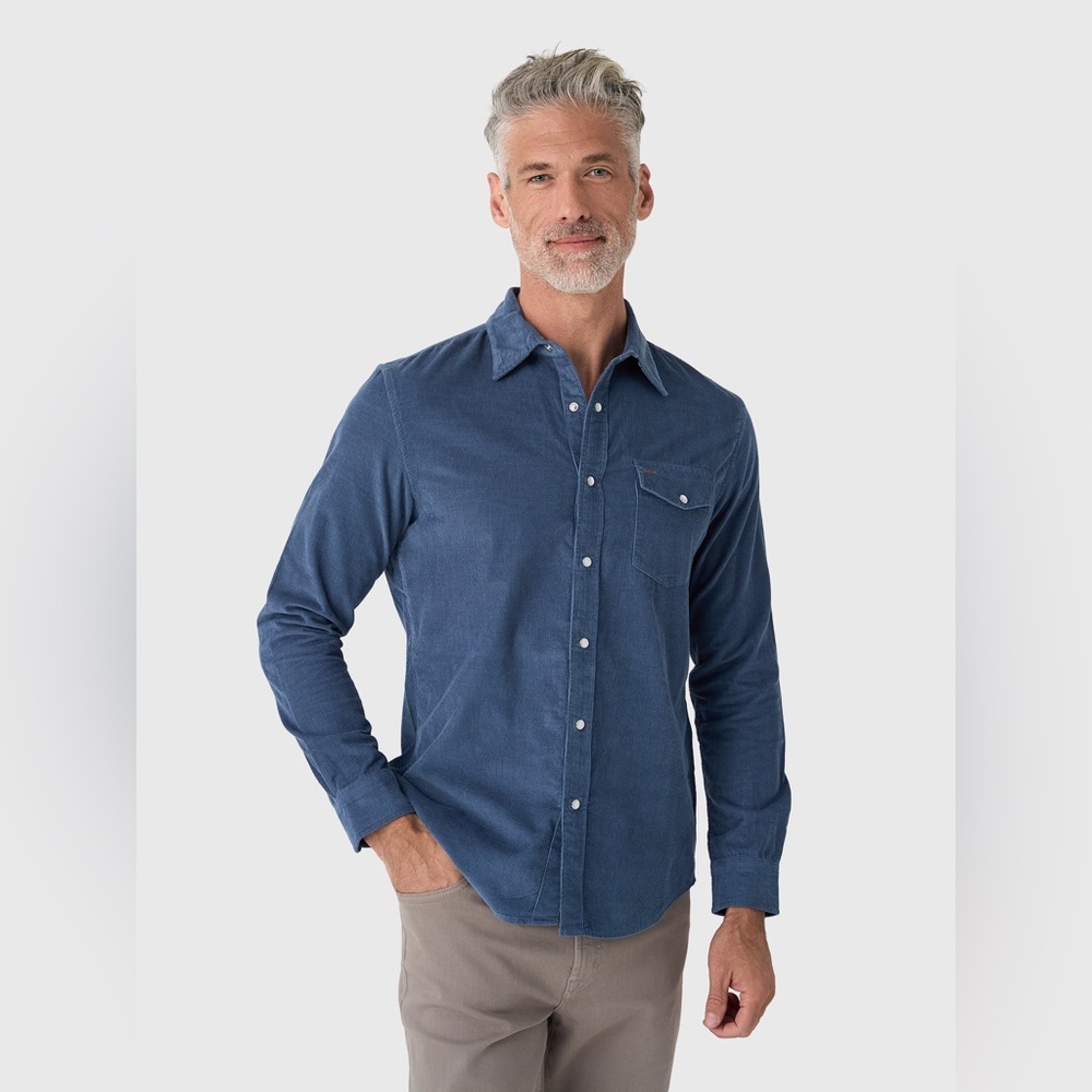 Criquet Corduroy Pearl Snap Shirt - Navy
